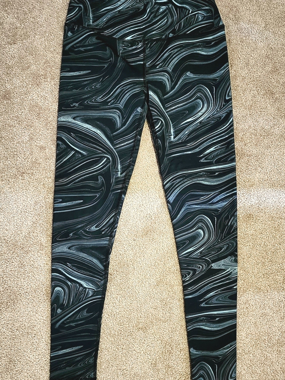 Green & Black Swirl Print Leggings